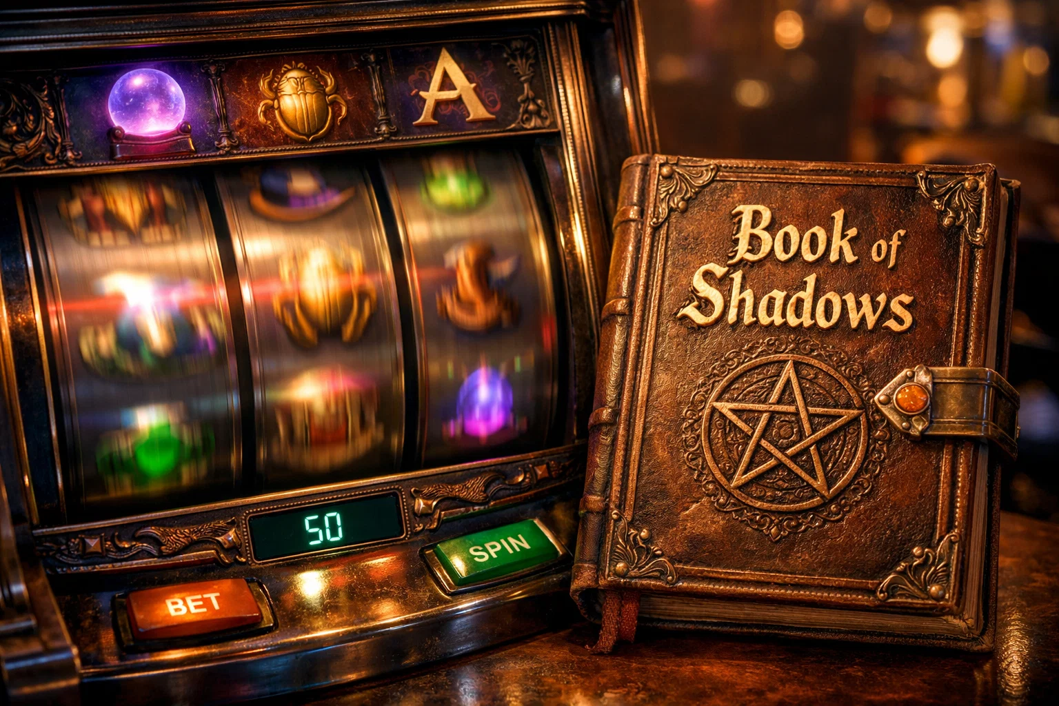 Gothic girl character book of shadows slot